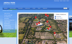 Screenshot der Webseite Arena Park