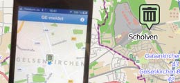 Ansicht der Mängelmelder App der Stadt Gelsenkirchen