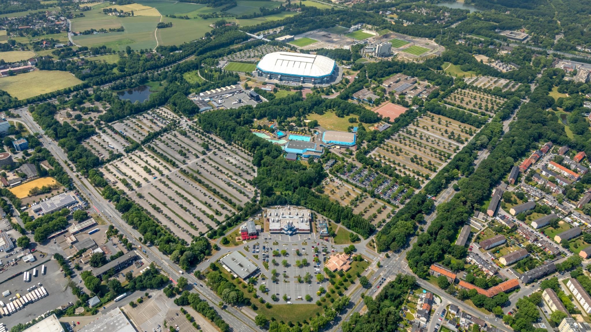 Foto: Luftbild des Arena Parks Gelsenkirchen
